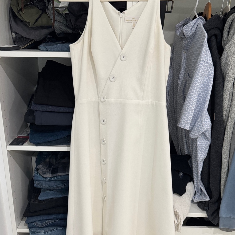 Dress the Population Cream Button Midi Dress